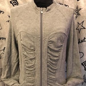 Bebe Gray Runched Track Jacket w/ Bling Size Large